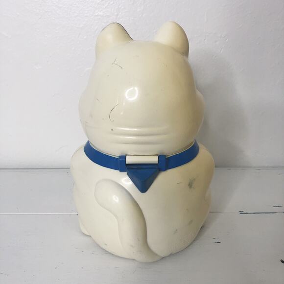 Vintage Meowing Cat Kitty Cookie Jar with Sound Fundamentals 1992 Plastic - Picture 5 of 9